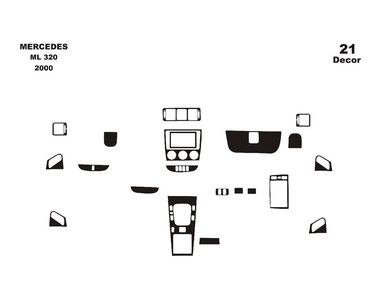 Mercedes ML-Class W163 01.2000 3M 3D Interior Dashboard Trim Kit Dash Trim Dekor 21-Parts