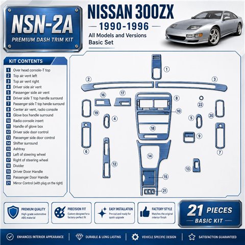 Nissan 300ZX 1990-1996 Basic Set Interior Dashboard Trim Kit Dash Trim Dekor
