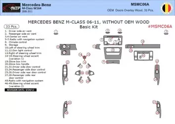 Mercedes ML-Class W164 2006-2011 3D Decor de carlinga su interior del coche 33-Partes