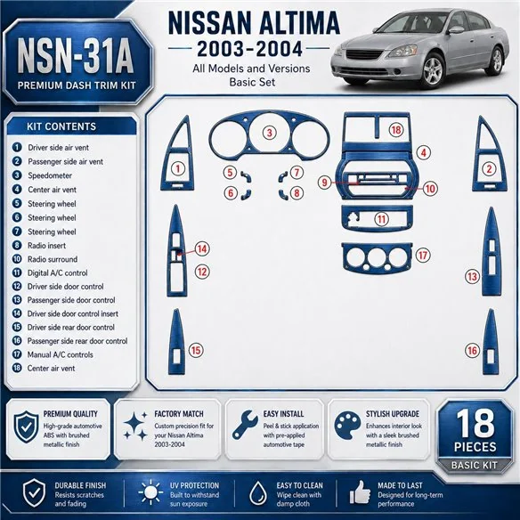 Nissan Altima 2003-2004 juego básico kit de molduras interiores para salpicadero
