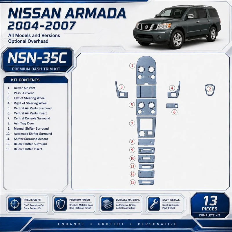 Nissan Armada 2004-2007 Optional Overhead interieur dashboard decoratieset dashboard decor