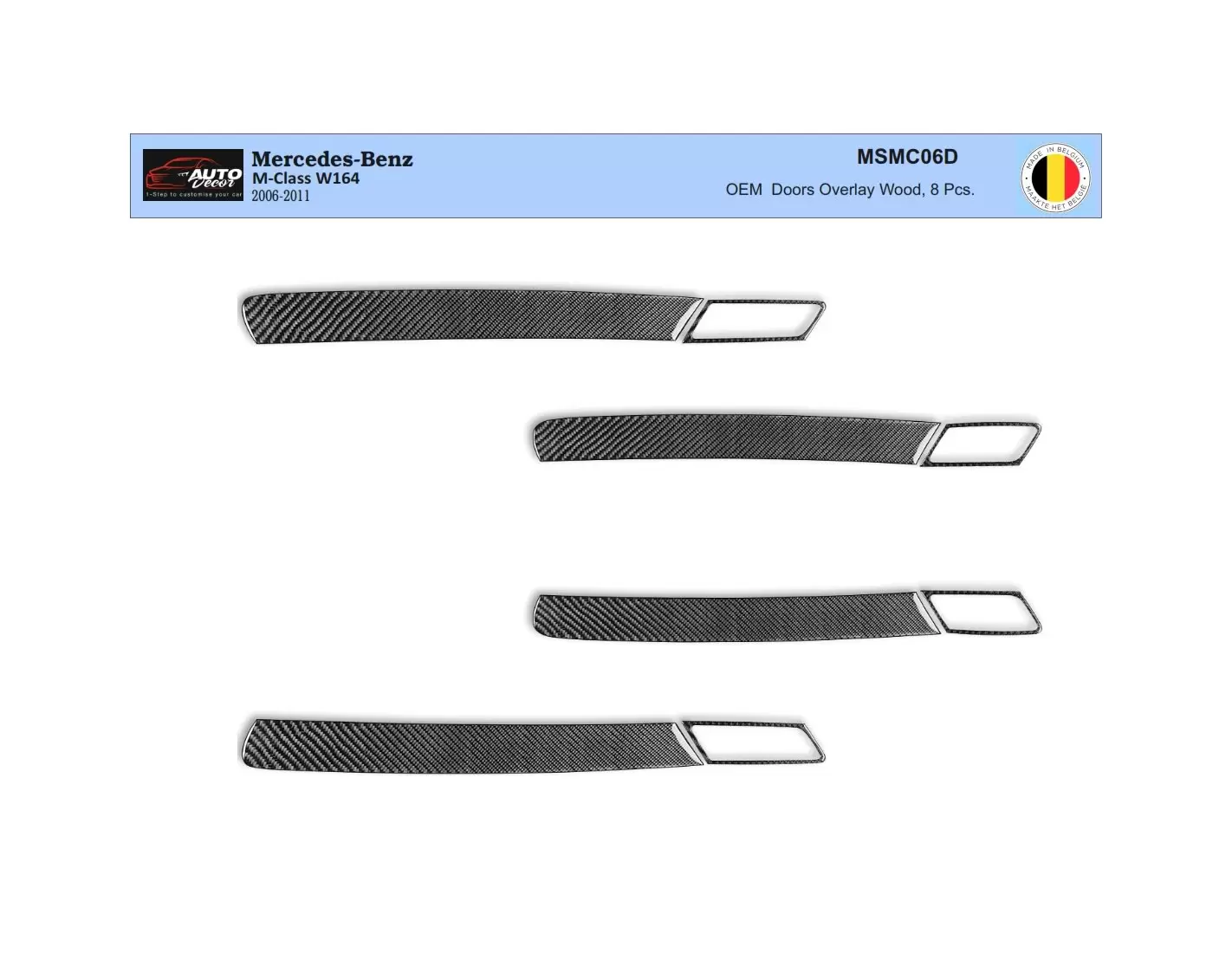 Mercedes ML-Class W164 2006-2011 3D Interior Dashboard Trim Kit Dash Trim Dekor 8-Parts