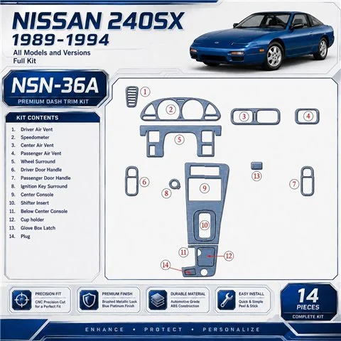Nissan 240SX 1989-1994 Full Set interieur dashboard decoratieset dashboard decor