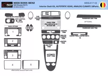 Mercedes SLK (R171) 2004-2010 Kit Rivestimento Cruscotto all'interno del veicolo Cruscotti personalizzati 25-Decori