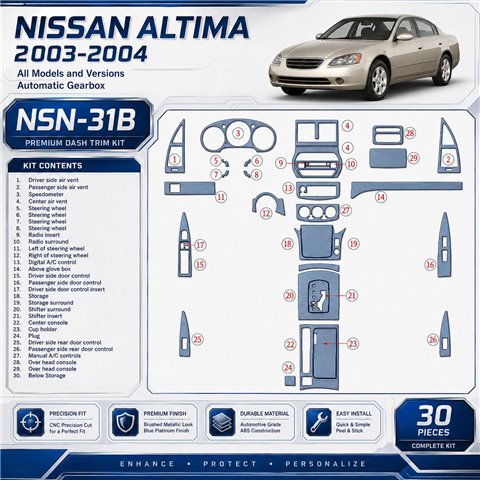 Nissan Altima 2003-2004 3D Cockpit Dekor Interieurleisten Set Full Set / as shown in product diagram-teilig