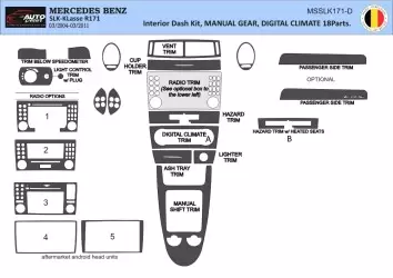 Mercedes SLK (R171) 2004-2010 3D Interior Dashboard Trim Kit Dash Trim Dekor 18-Parts