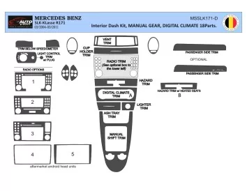 Mercedes SLK (R171) 2004-2010 3D Interior Dashboard Trim Kit Dash Trim Dekor 18-Parts