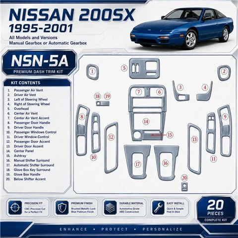 Nissan Quest 1999-2002 kit de base, 17 pièces kit décoration intérieure tableau de bord