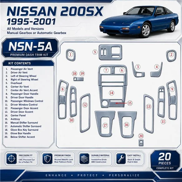 Nissan Quest 1999-2002 juego básico, 17 piezas set kit de molduras interiores para salpicadero
