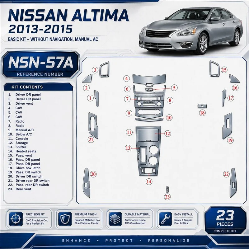 Nissan Altima 2013-Actualidad juego básico, sin navegador, Aircondition kit de molduras interiores para salpicadero