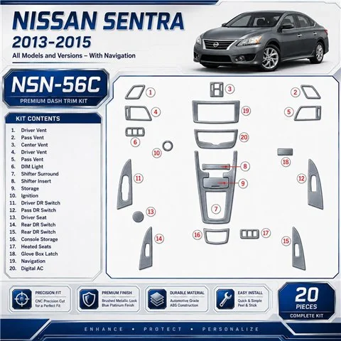 Nissan Sentra 2013-UP With NAVI Interior Dashboard Trim Kit Dash Trim Dekor