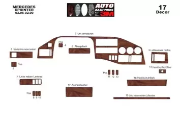 Mercedes Sprinter W901 03.95-01.00 3M 3D Interior Dashboard Trim Kit Dash Trim Dekor 17-Parts