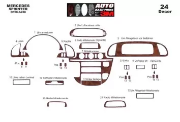 Mercedes Sprinter W903 02.00-04.06 3D Decor de carlinga su interior del coche 24-Partes