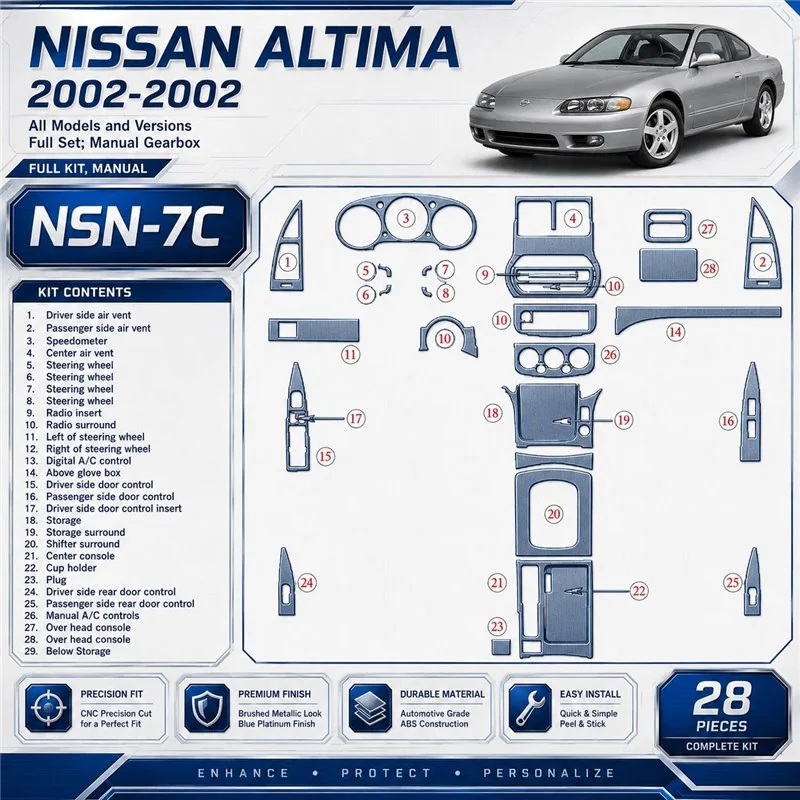 Nissan Altima 2002-2002 3D Cockpit Dekor Interieurleisten Set 28-teilig