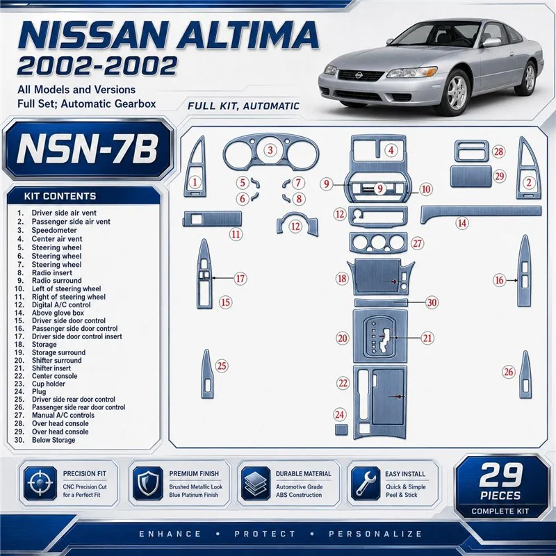 Nissan Altima 2002-2002 Full Set, Automatic Gearbox, 29 Parts set Interior Dashboard Trim Kit Dash Trim Dekor