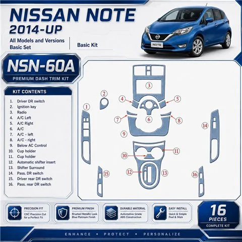 Nissan Note 2014-heden Basic Set interieur dashboard decoratieset dashboard decor