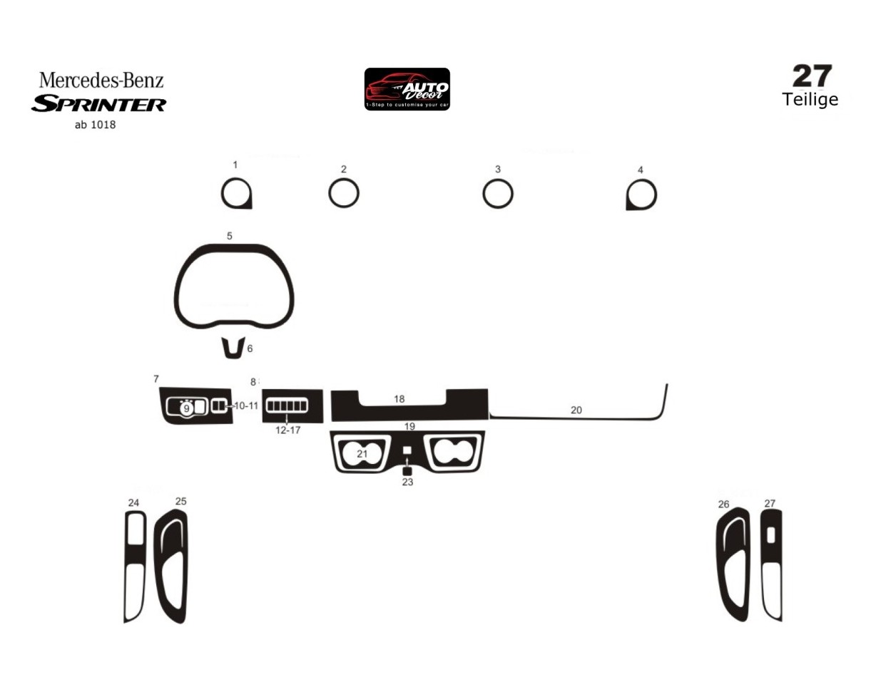Mercedes Sprinter W907 2018 3D Decor de carlinga su interior del coche 27-Partes