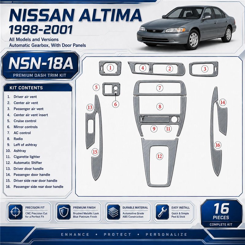 Nissan Altima 1998-2001 3D Cockpit Dekor Interieurleisten Set 16-teilig