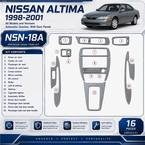 Nissan Altima 1998-2001 3D Cockpit Dekor Interieurleisten Set 16-teilig
