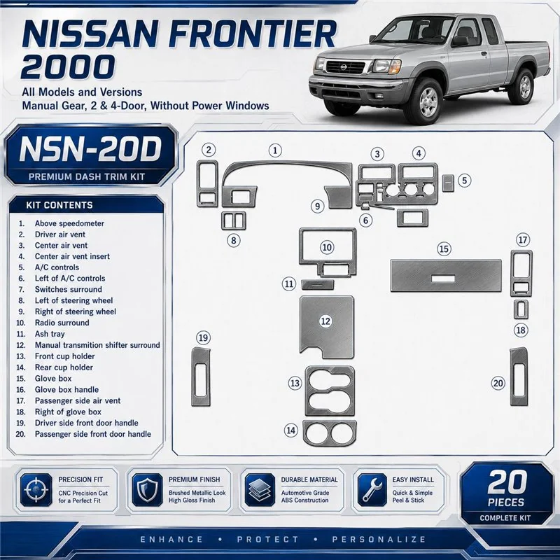 Nissan Frontier 2000-2000 3D Cockpit Dekor Interieurleisten Set 20-teilig