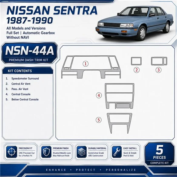 Nissan Sentra 1987-1990 juego completo, Automatic Gear, sin navegador kit de molduras interiores para salpicadero