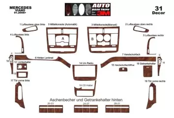 Mercedes Viano W639 01.2006 3M 3D Interior Dashboard Trim Kit Dash Trim Dekor 31-Parts