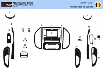 Mercedes Vito W447 01.2015 3M 3D Interior Dashboard Trim Kit Dash Trim Dekor 21-Parts