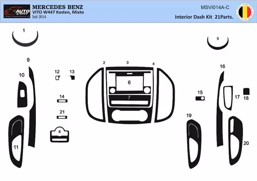 Mercedes Vito W447 01.2015 3D Decor de carlinga su interior del coche 21-Partes