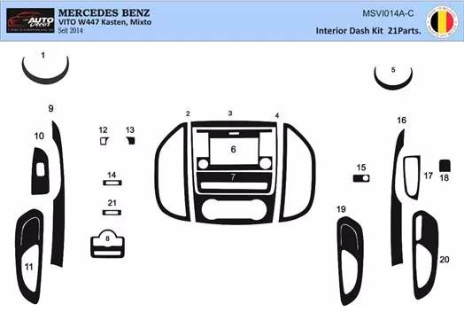 Mercedes Vito W447 01.2015 3M 3D Interior Dashboard Trim Kit Dash Trim Dekor 21-Parts