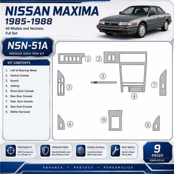 Nissan Maxima 1985-1988 Full Set Interior Dashboard Trim Kit Dash Trim Dekor