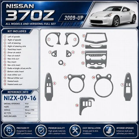 Nissan 370Z-2009 kit décoration intérieure tableau de bord 16 pièces