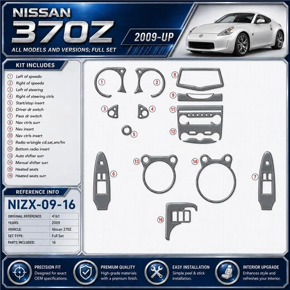 Nissan 370Z 2009 2009 kit rivestimento cruscotto e interni 3D 16 pezzi