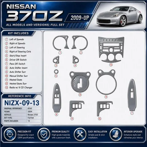 Nissan 370Z 2009 2009 kit rivestimento cruscotto e interni 3D 13 pezzi
