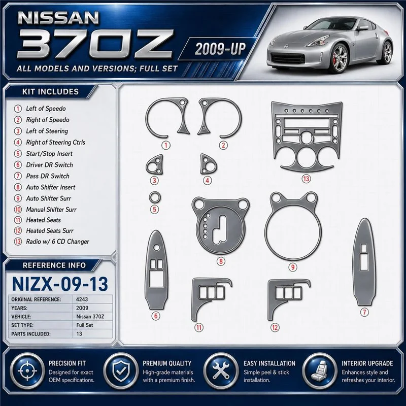 Nissan 370Z 2009 2009 kit rivestimento cruscotto e interni 3D 13 pezzi