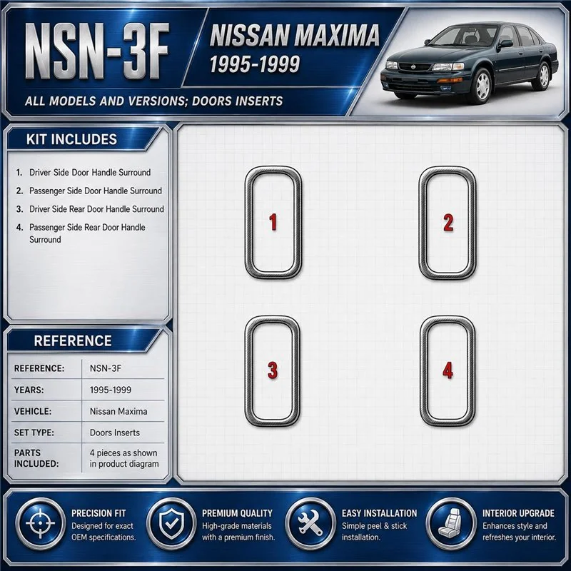 Nissan Maxima 1995-1999 Doors Inserts, 4 Parts set Interior Dashboard Trim Kit Dash Trim Dekor