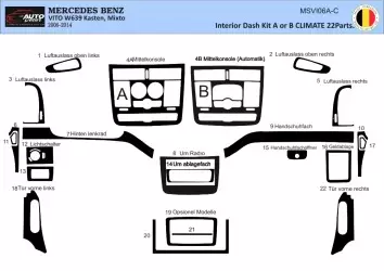 Mercedes Vito W639 01.2006 3M 3D Interior Dashboard Trim Kit Dash Trim Dekor 22-Parts