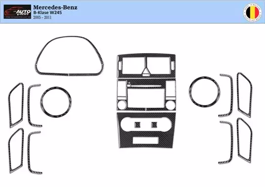 Mercedes W245 B-Class 2005 – 2011 3D Interior Dashboard Trim Kit Dash Trim Dekor 16-Parts