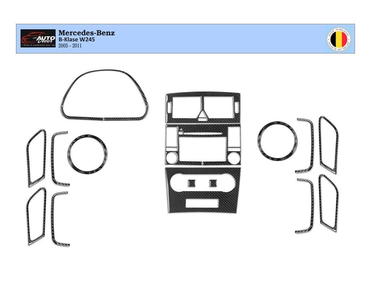Mercedes W245 B-Class 2005 – 2011 Mittelkonsole Armaturendekor Cockpit Dekor 16-Teilige - 1- Cockpit Dekor Innenraum