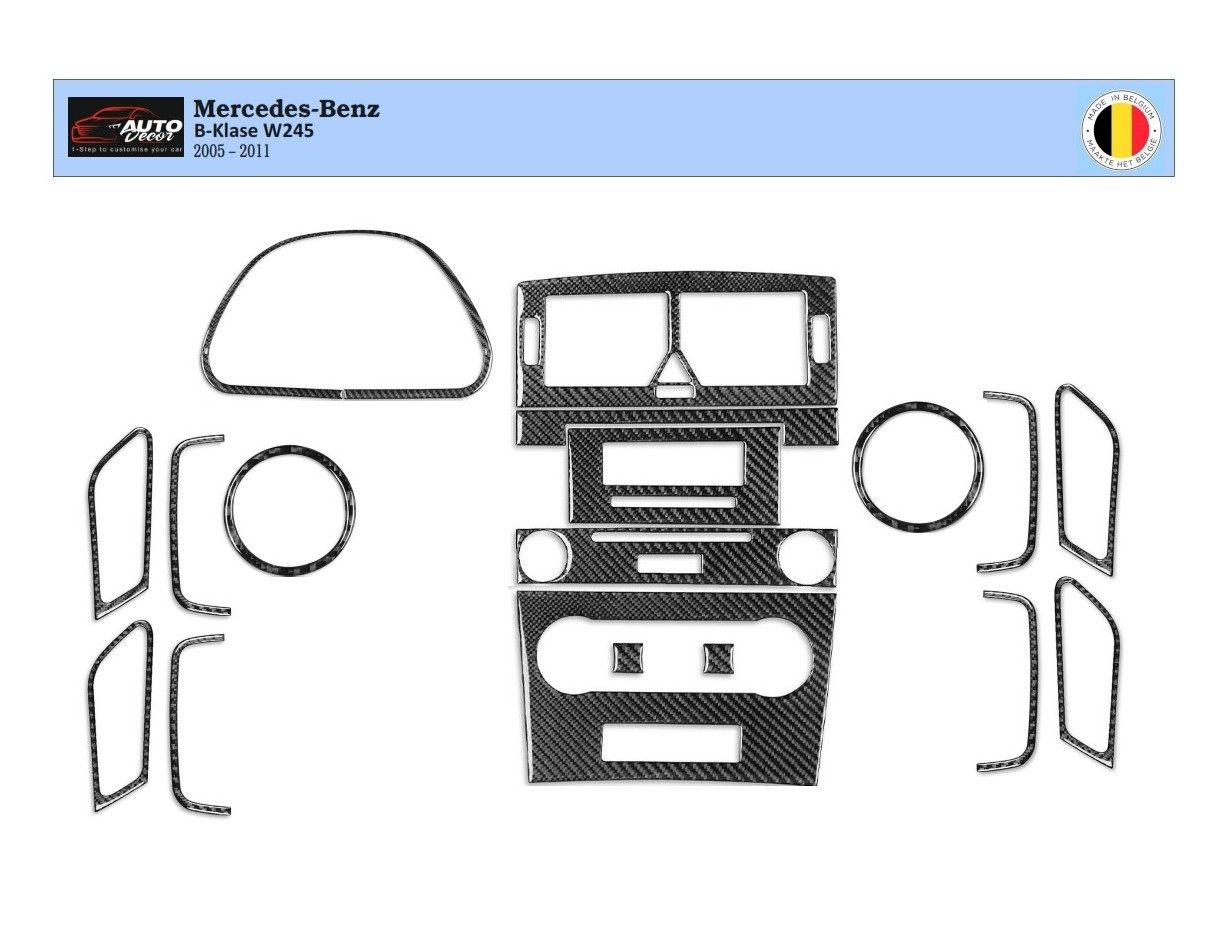 Mercedes W245 B-Class 2005 – 2011 3D Interior Dashboard Trim Kit Dash Trim Dekor 18-Parts