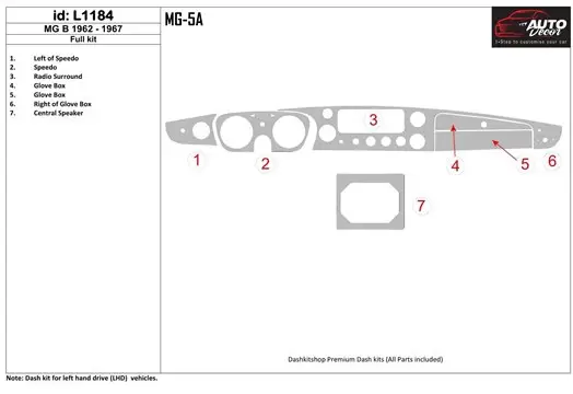 MG B 1962-1967 Full Set Interior BD Dash Trim Kit