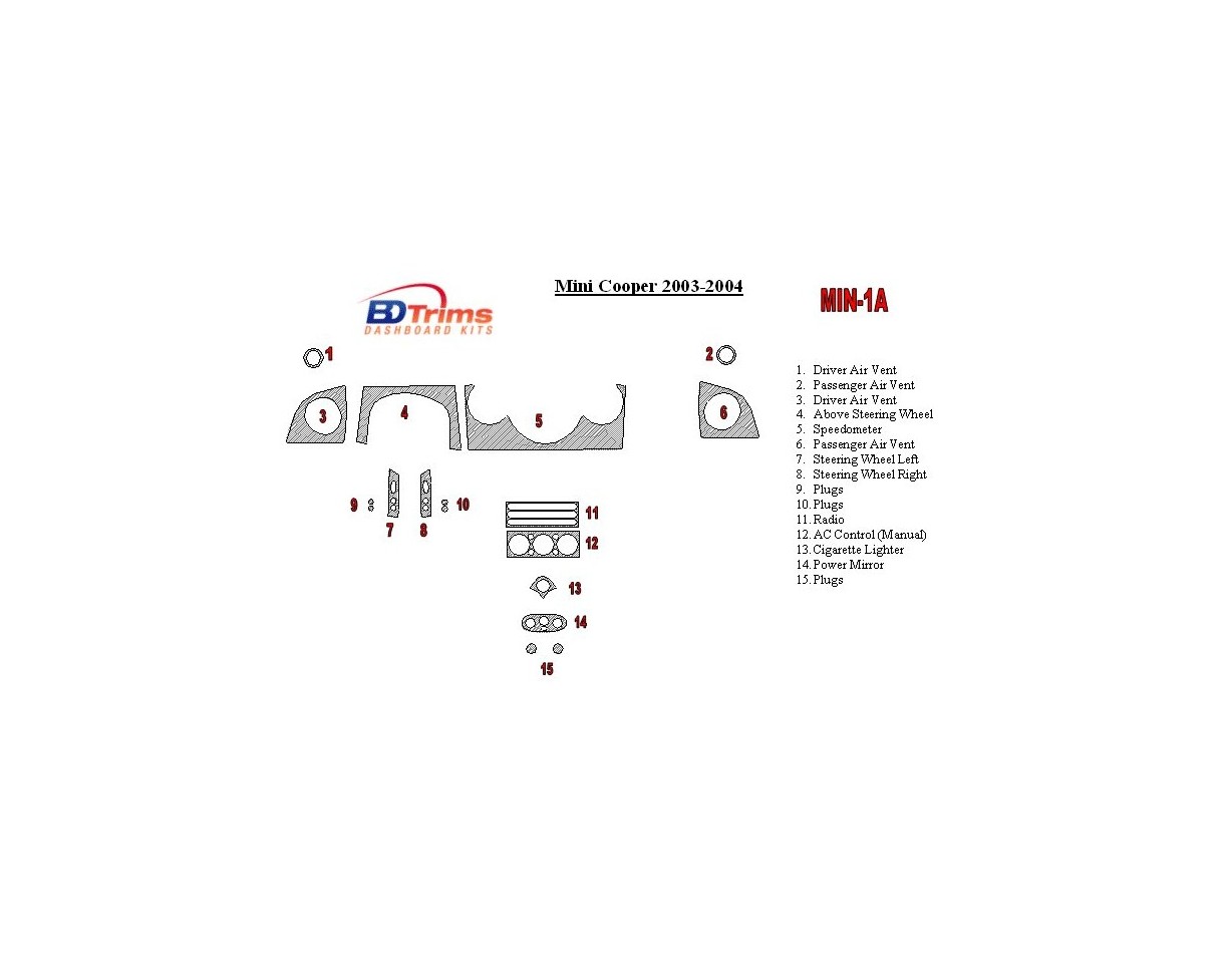 Mini Cooper 2003-2004 Full Set Interior BD Dash Trim Kit