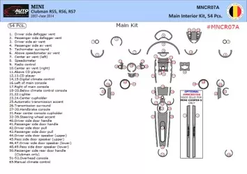 Mini Cooper Clubman R55 R56 R57 2007-2014 3D Interior Dashboard Trim Kit Dash Trim Dekor 57-Parts