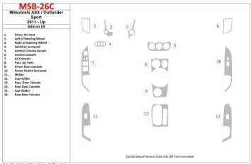 Mitsubishi ASX 2011-UP additional kit fits OEM Decor de carlinga su interior