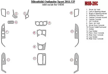 Mitsubishi ASX 2011-UP additional kit fits OEM Interior BD Dash Trim Kit