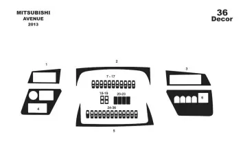 Mitsubishi Aveneu 01.2013 3M 3D Interior Dashboard Trim Kit Dash Trim Dekor 36-Parts