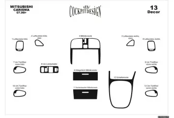 Mitsubishi Carisma 07.99-12.04 3M 3D Interior Dashboard Trim Kit Dash Trim Dekor 13-Parts