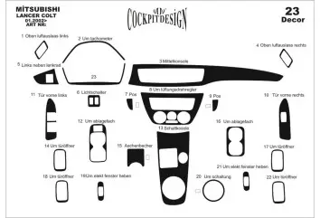 Mitsubishi Colt-Lancer 01.2002 3M 3D Interior Dashboard Trim Kit Dash Trim Dekor 23-Parts
