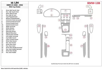 BMW Z3 2000-2003 With glass-holder Interior BD Dash Trim Kit