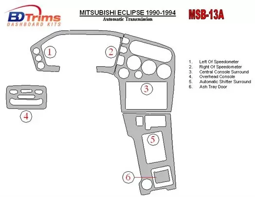 Mitsubishi Eclipse 1990-1994 Automatic Gear BD Interieur Dashboard Bekleding Volhouder