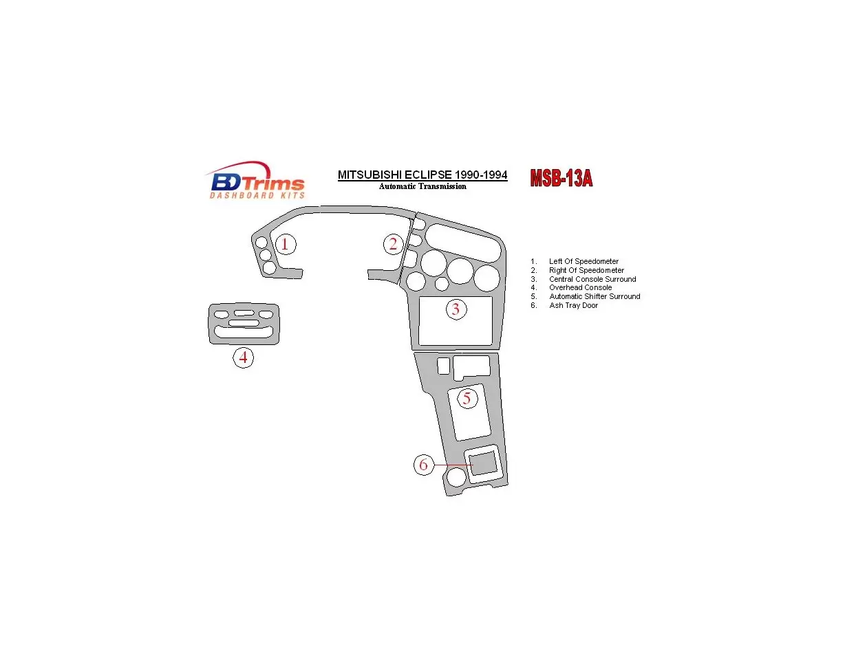 Mitsubishi Eclipse 1990-1994 Automatic Gear BD Interieur Dashboard Bekleding Volhouder